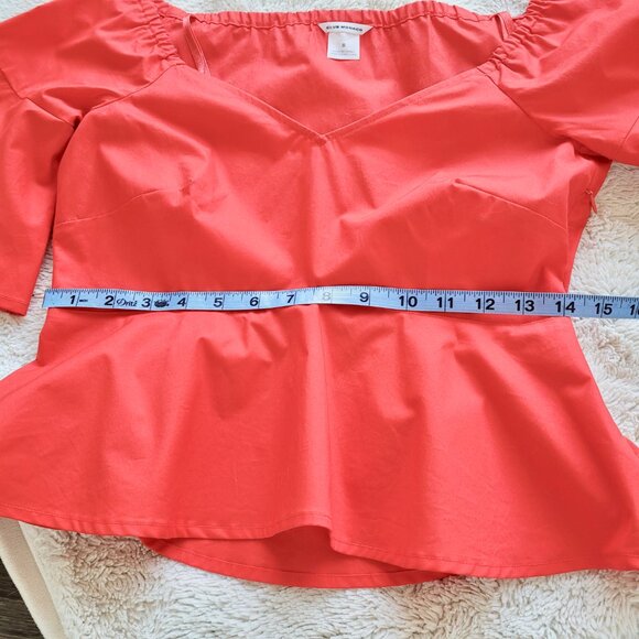 Club Monaco Ulmera Off The Shoulder Peplum Top in Papaya Red Sz 0 - Picture 8 of 11